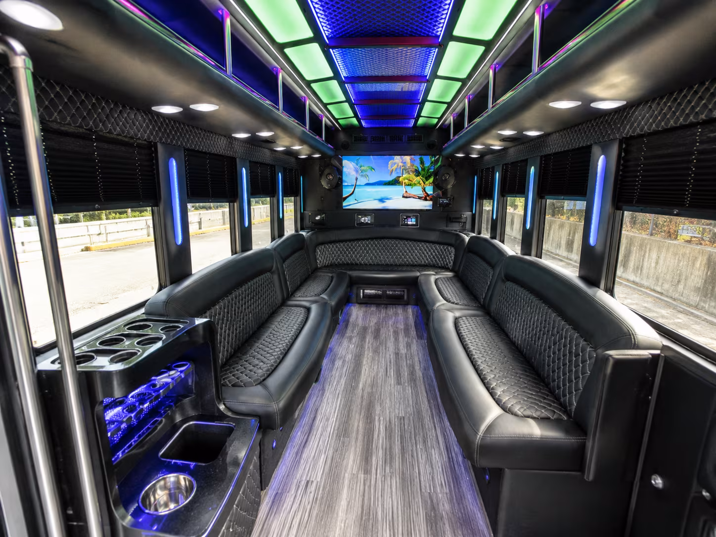 south fulton 18 passenger party bus inside